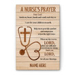 Personalized Nurse's Prayer Wall Art, Custom Nurse Name Wall Art Gift For Registered Nurse, RN, CNA, LPN, LVN