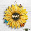 Personalized Nana Sunflowers Wall Decor, Grandma Sunflowers Shaped Wood Sign, Gift For Mom, Grandma