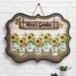 Personalized Nana's Garden Flowers, Gift for Mom, Grandma, Customized Grandma's Garden Shaped Wood Sign, Door Hanger