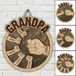 Personalized Grandpa Holding Hands with Grandkids Papa Wall Decor, Gift for Grandpa custom shape wooden sign