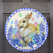 Bunny Bluebonnet Round Wooden Sign, Oh Holy Night Door Sign, Home Wall Decor, Living Room Wall Decor