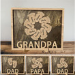 Personalized Daddy Foot Prints Wood Sign Table Decor, Gift for Dad, Grandpa Layers Wooden Plaque