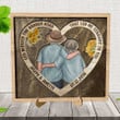 Personalized Old Couple Layers Wood Sign Table Decor 4 Seasons, Gift for Husband and Wife Our First Kiss