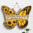 Sunflowers Grandma Butterfly And Kids Wall Decor Shaped Wood Sign, Gift For Grandma, Mom, Nana, Mimi