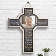 Custom Photo Mom, Dad Cross Shaped Wood Sign Wall Decor, Memorial Gift for Lost of Mom, Lost of Dad