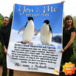 Personalized Penguin Couple Throw Blanket, You and me We got this, Gift for Wife Fleece Blanket