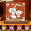 To My Mom - Personalized Acrylic Plaque Led Lamp Night Light - Mother's Day Gift For Mother From Daughter