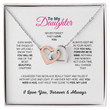 To My Daughter Interlocking Necklace, Interlocking Hearts Necklace With Cubic Zirconia Pendant Christmas and Birthday Gift For Daughter