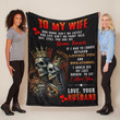 Personalized Skull Couple King and Queen Throw Blanket, Skull Lovers Blanket for Wife from Husband