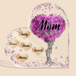 Personalized Mom Tree Heart Acrylic Plaque, Gift For Mom, Mother's Day Gift, Custom Kids Name Heart Plaque