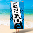 Personalized Polka Dots Style Soccer Beach Towel for Kids, Men, Women, Soccer Team Gift Summer Towel, Hand & Bath Towel