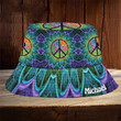 Custom Name Art Of Peace Sign Pattern Bucket Hat Happy International Peace Day Gift Bucket Hat