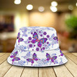 Flock Of Purple Butterfly Bucket Hat, Mandala Pattern Butterfly Bucket Hat For Women, Her