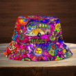 Customized Hippie Car Bucket Hat for Girl, Custom Name Colorful Hippie Girl Hats