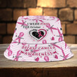 Ribbon Breast Cancer Warrior Bucket Hat for Girl, Women, Fight for Cure Fighting for Life Bucket Hat