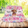Customized Dachshund Dog Lovers Bucket Hat, Flowers Dachshund Hat for Dog Mom