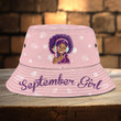 Personalized Headphone Teenager Girl Bucket Hat for Daughter, Girl, Custom Color of Skin Teenager Hat