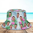 Custom Photo Face Flamingo Summer Bucket Hat for Men, Women, Boy and Girl