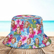 Custom Face All Over Print Tropical Flower Print Hawaiian Bucket Hat for Women, Girl