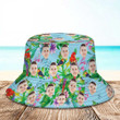 Custom Face Hat Tropical Flower Print Hawaiian Bucket Hat for Men, Women