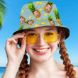 Custom Photo Face, Funny Pineapple Bucket Hat Hawaiian Hat for Men, Women