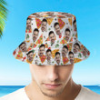 Personalize Face Pizza Bucket Hat Summer Wide Brim Hat for Men, Women