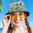 Custom Face Photo Tropical Flower Parrots Hawaiian Bucket Hat for Men, Women