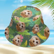 Custom Dog Photo, Pet Photo Tropical Leaves Hawaiian Bucket Hat for Boy, Girl, Men, Women