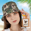 Custom Dog Photo Camouflage Bucket Hat for Men, Husband Summer Outfit Head Wear