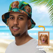 Custom Dog Photo Verdant Green Bucket Hat for Husband, Wife Summer Hats