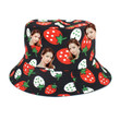 Strawberry Print Custom Face Photo Bucket Hat for Girl, Women, Wife, Hat Wear Cap Unisex Men's Sun Hat, Women's Sun Hat