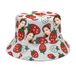 Strawberry Print Custom Face Photo Bucket Hat for Men, Boy, Husband, Summer Men Sun Hat