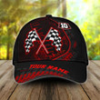 Dilypod Custom Name Number Racing Red Flag Classic Cap for Racer
