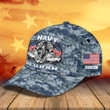 Personalized Navy Veteran 4th of July Classic Cap for Men, Dad, Custom Name Navy Soldier Hats for Husband