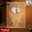 As I sit in Heaven Personalized Memorial Acrylic Night Light, Remembrance Gift, Bereavement Gift