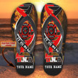 Personalized Flip Flops For Firefighter, Summer Sandals For Firefighter Dad, Custom Name