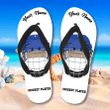 Personalized Helmet Ice Hockey Flip Flops - Summer Sandals for The Beach Team, Custom Member's Name Flip Flops