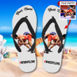 Personalized Flip Flops for Wrestling Athlete, Summer Sandals for Wrestling Enthusiasts, Custom Photo, Name and Text