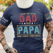 Personalized Vintage Two Titles Dad and Papa Shirt, Custom Grandpa Name and Birthday Date on Sleeve, Father Shirt for Him