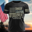 Personalized Vintage American Flag Best Grandpa Ever T Shirt, Custom Name Papa On Sleeves