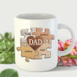 Personalized Puzzle Dad Mug, Dad with Kid Names, Gift for Daughters and Sons Father Coffee Mug