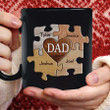 Personalized Puzzle Dad Mug, Dad with Kid Names, Gift for Daughters and Sons Father Coffee Mug