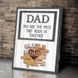 Personalized Black Father and Kids Puzzle Canvas Prints, You are the Piece hold us together Gift for Dad