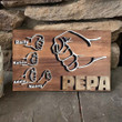 Customized Fist Bump Grandpa Wooden Sign 2 Layers, Papa Hands and Grandkids Name Table Decor, Papa Wood Plaque