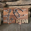 Customized Fist Bump Grandpa Wooden Sign 2 Layers, Papa Hands and Grandkids Name Table Decor, Papa Wood Plaque