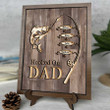 Customized Funny Fishing Dad Wooden Sign, Daddy and Daughter Son Names Plaque for Fishing Lovers