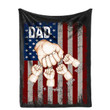 Personalized Fist Bump Dad Hand Flag With Kids Father's Day Throw Blanket, Papa Hand Flag with Kids Blanket