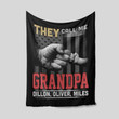 Funny They Call Me Grandpa Blanket with Grandkid Names, 4th of July American Flag Blanket for Papa
