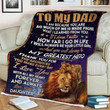 Personalized Lion Dad Throw Blanket, Gift from Daughter and Son You Are The World I Love You Fleece Blanket