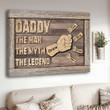 Personalized Funny Father's Day Canvas, Fist Bump Daddy The Man The Myth The Legend Wall Art, Gift from Daughter